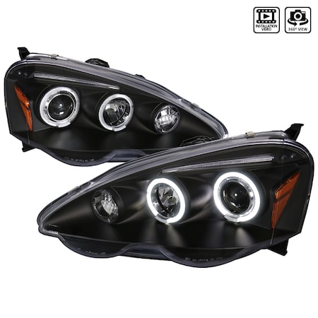 Spec-D Tuning 02-04 Acura Rsx Halo LED Projector Black 2LHP-RSX02JM-TM